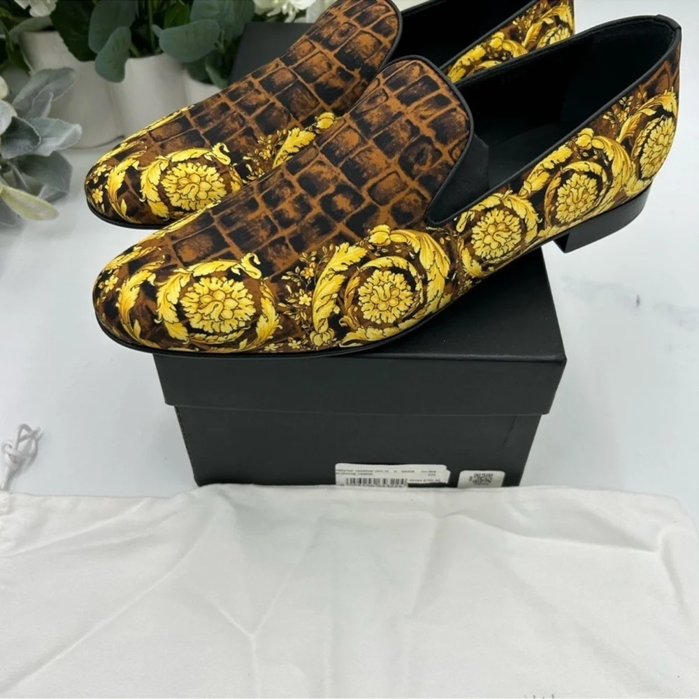 Men’s Versace BAROCCO print silk loafer size 45 made in Italy